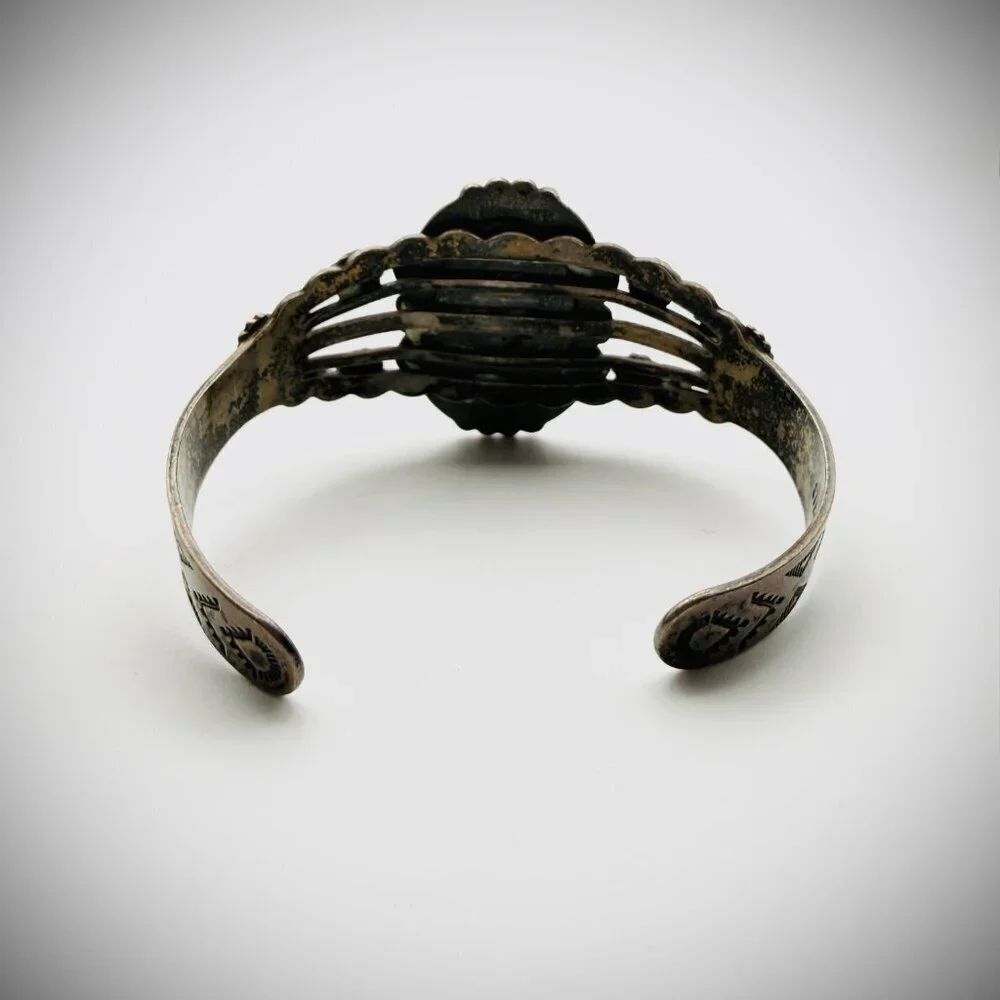 Vintage Sterling Turquoise-Style Cuff Bracelet - 23g